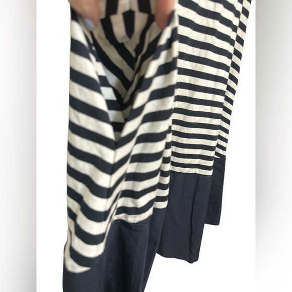 COS NAVY BLUE & WHITE STRIPE JERSEY ROUND NECK RELAXED FIT A-LINE DRESS SIZE XS - Picture 3 of 6